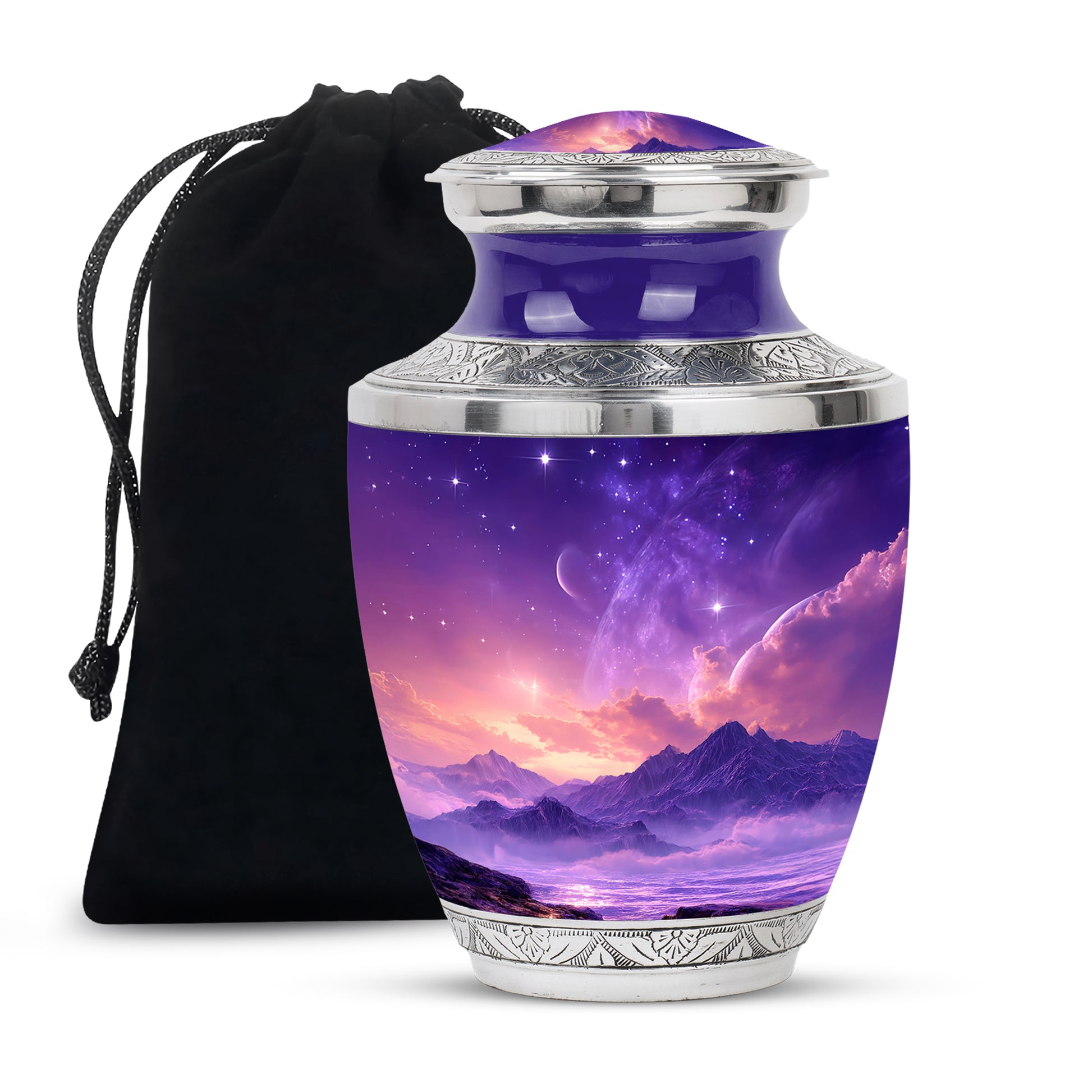 Beautiful Landscape Funeral Urn - Purple Cremation Urn For Human Ashes