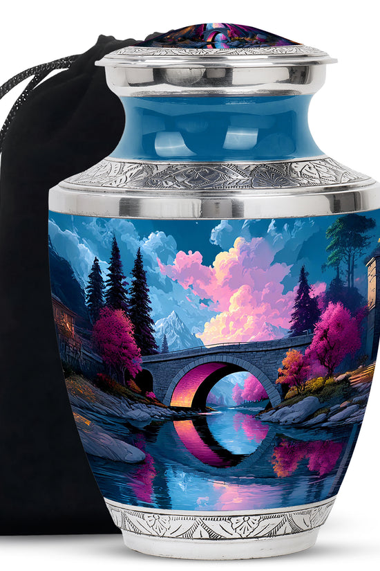 Bridge Landscape Cremation Urn For Ashes – River Memorial Urn For Burial