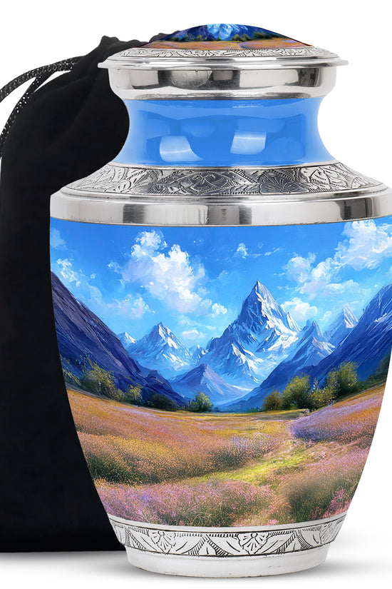 Snow Mountain Funeral Urn - Scenic Nature Cremation Urn For Loved Ones