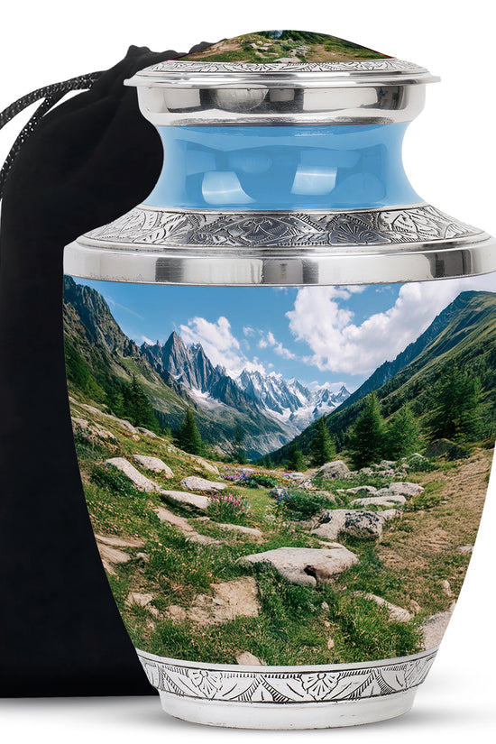 Mountain Valley Funeral Urn - Peaceful Nature Tribute Memorial Urn For Adult Ashes