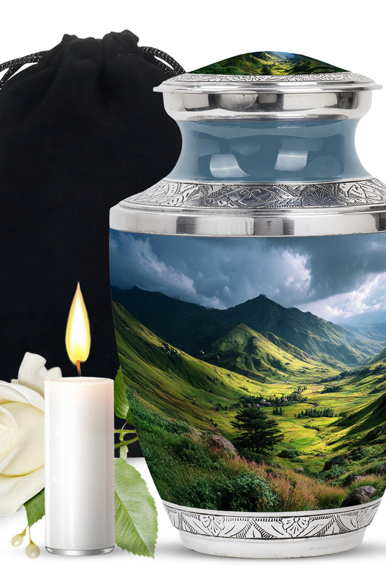 Mountain Valley Cremation Urn - Scenic Memorial Urn For Human Ashes