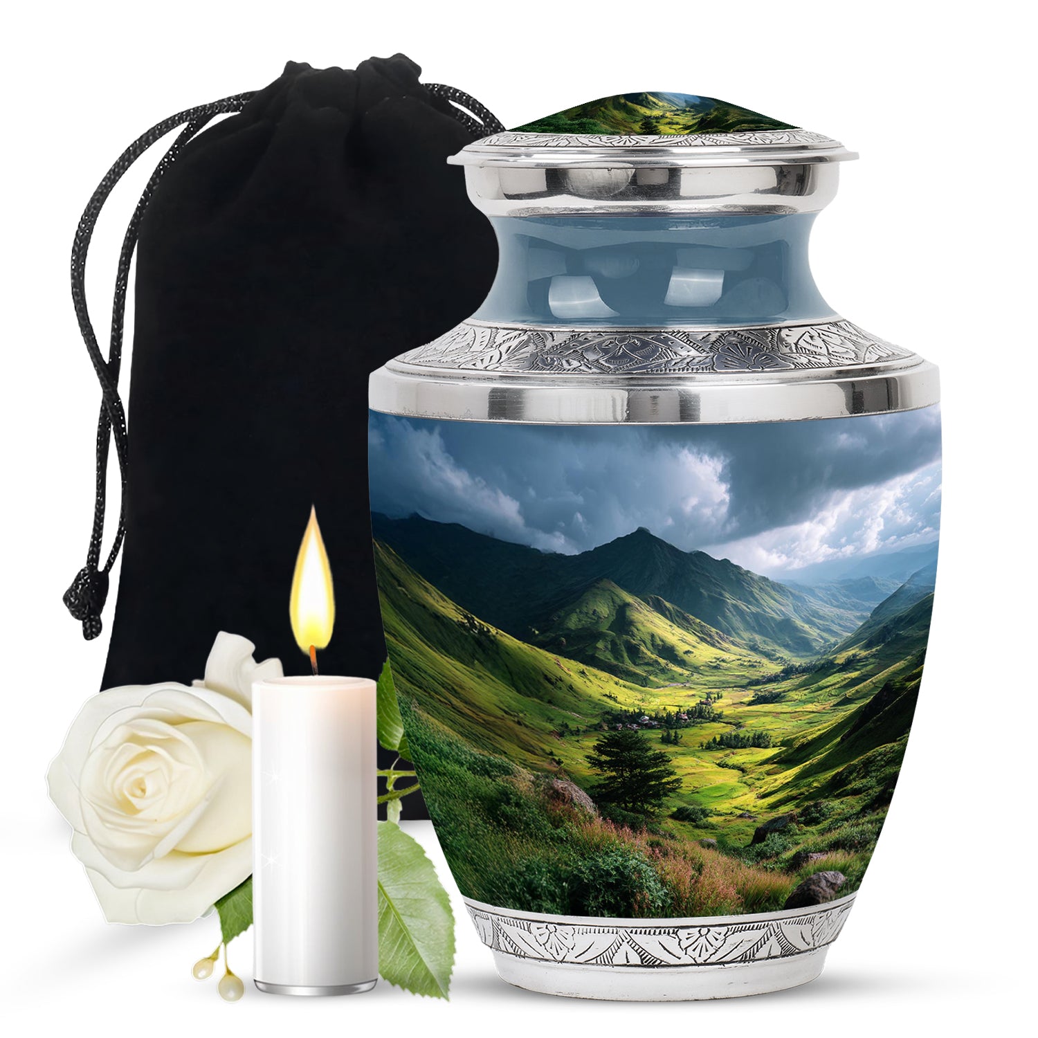 Mountain Valley Cremation Urn - Scenic Memorial Urn For Human Ashes