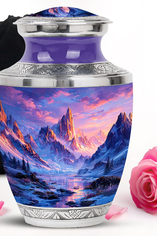 Mountain Sunset Cremation Urn - Nature Landscape Cremation Urn For Burial