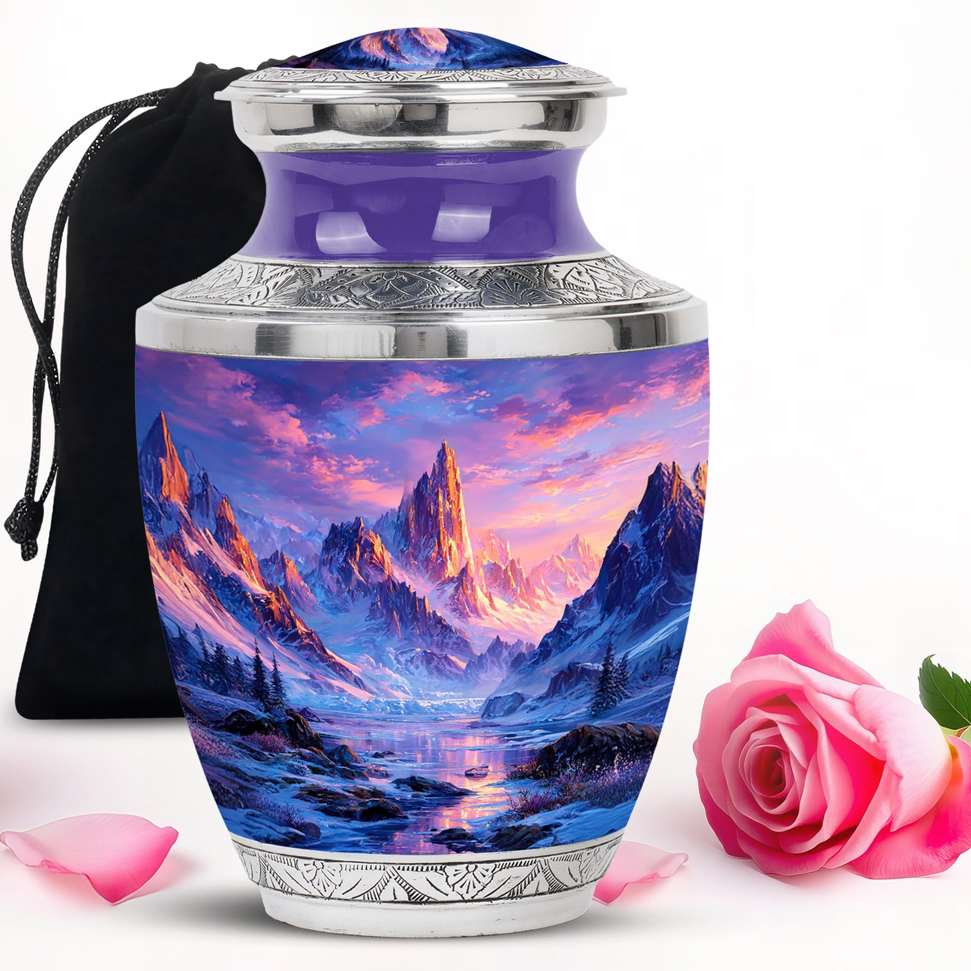 Mountain Sunset Cremation Urn - Nature Landscape Cremation Urn For Burial