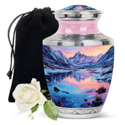 Snow Lake Memorial Urn For Ashes - Mountain Funeral Urn For Burial