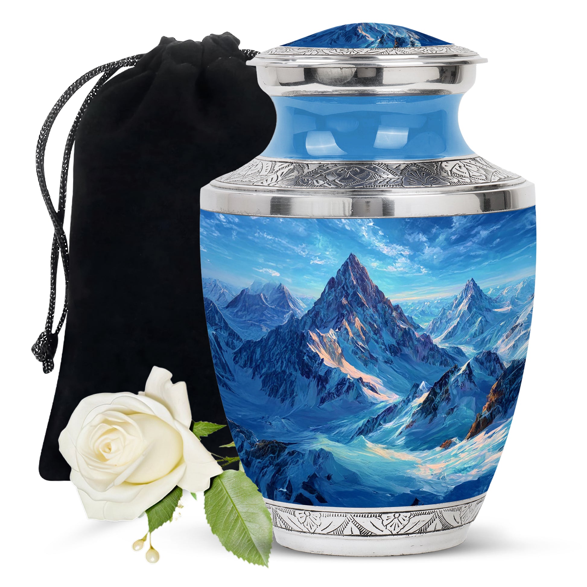 Snow Mountain Memorial Urn - Beautiful Landscape Cremation Urn For Loved One
