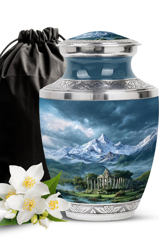 Snow Mountain Cremation Urn - Scenic Memorial Urn For Human Ashes