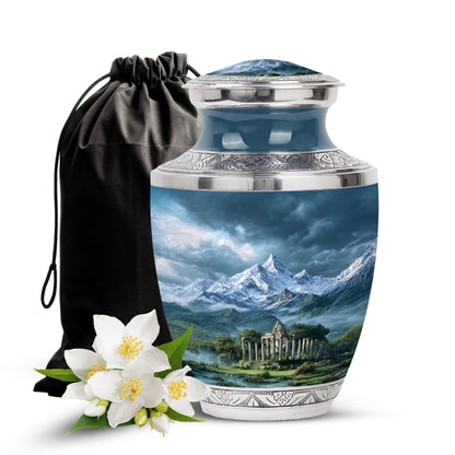Snow Mountain Cremation Urn - Scenic Memorial Urn For Human Ashes