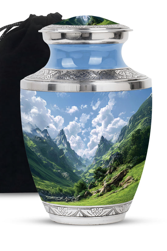 Peaceful Hills Theme Funeral Urn - Mountain Memorial Urn For Adult Ashes