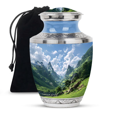 Peaceful Hills Theme Funeral Urn - Mountain Memorial Urn For Adult Ashes
