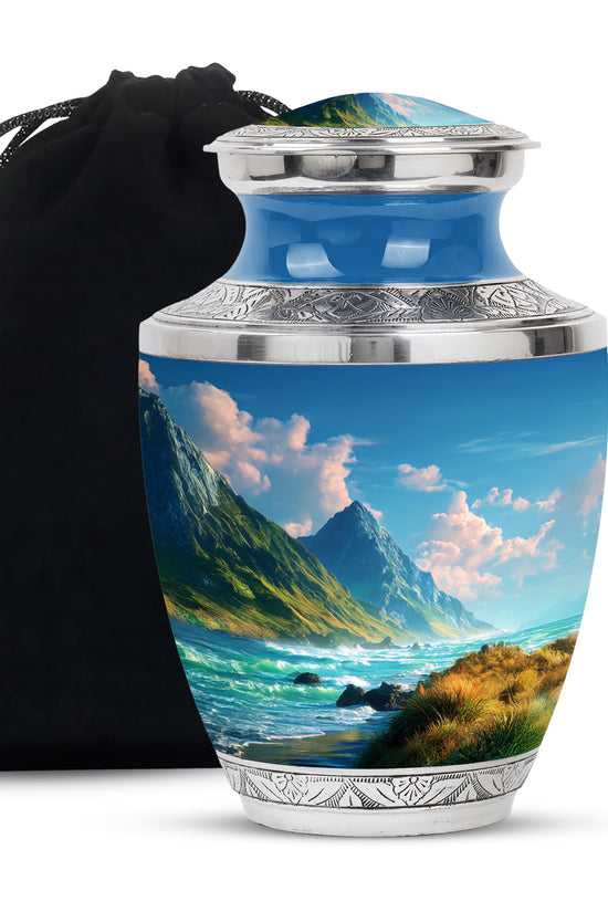 Ocean Mountain Cremation Urn - Peaceful Funeral Urn For Loved Ones