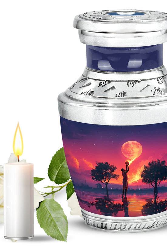 Blue Basketball Devotion Cremation Urns for Human Ashes - 10-inch, 200 cu in - Yatskia