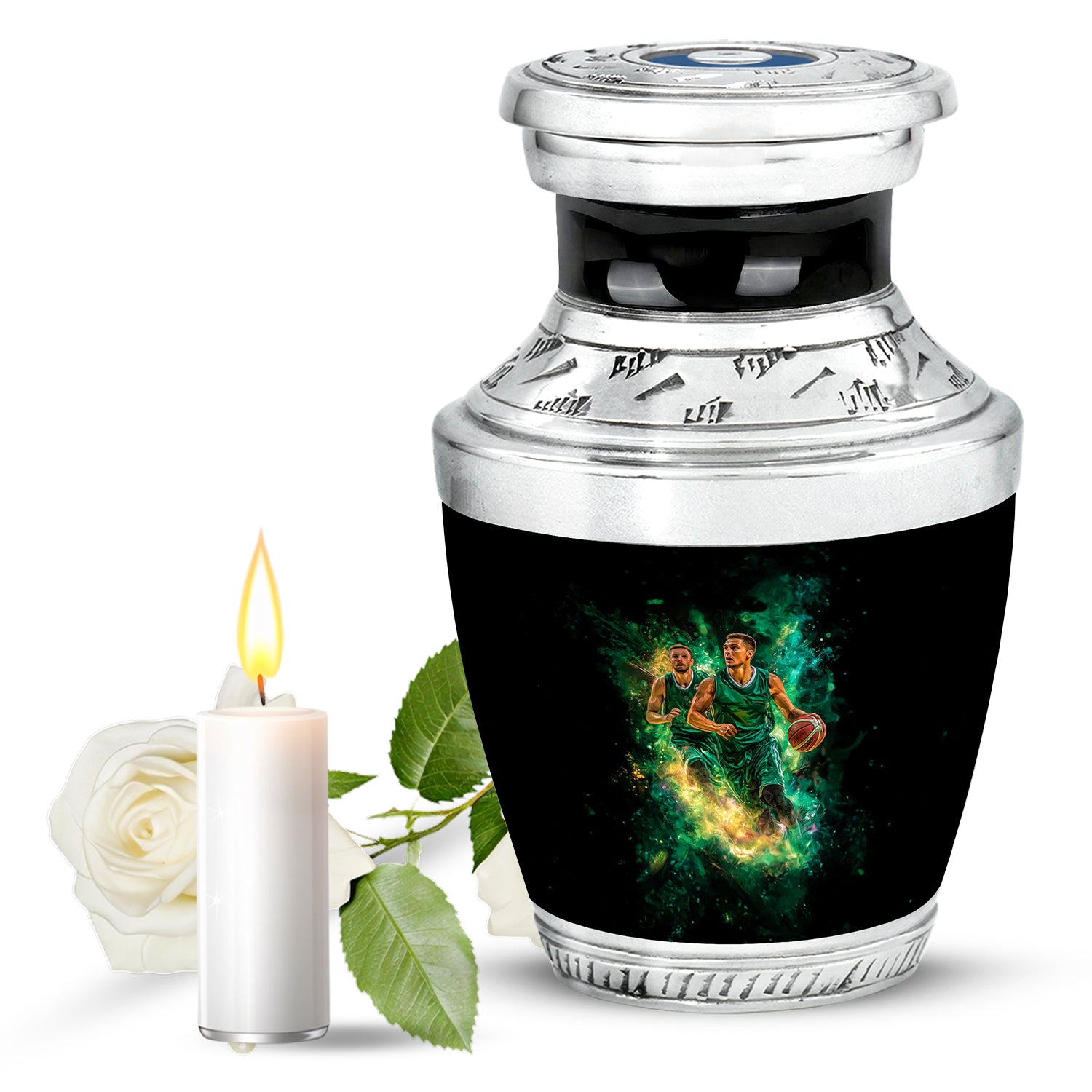 Black Basketball Cremation Urns - Opulent Legacy 10-inch, 200 cu in - Yatskia
