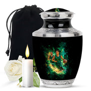 Dark Black Basketball Cremation Urn side profile showing urn shape - artistic basketball interpretation with creative detail - full-size 10 inch 200 cubic inch adult cremation urn