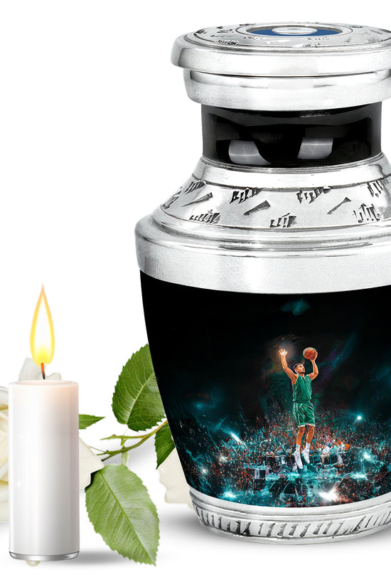 Resplendent Black Basketball Cremation Urn for Ashes - 10-inch, 200 cu in - Yatskia