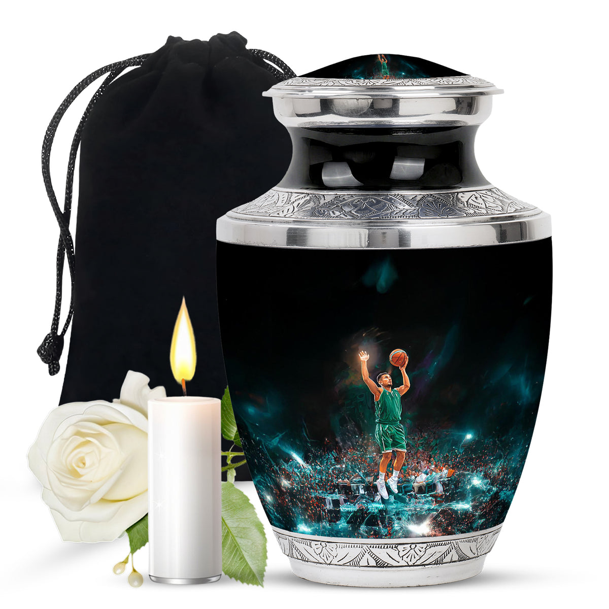 Athlete Tribute Cremation Urn - Basketball Funeral Urn For Men & Women