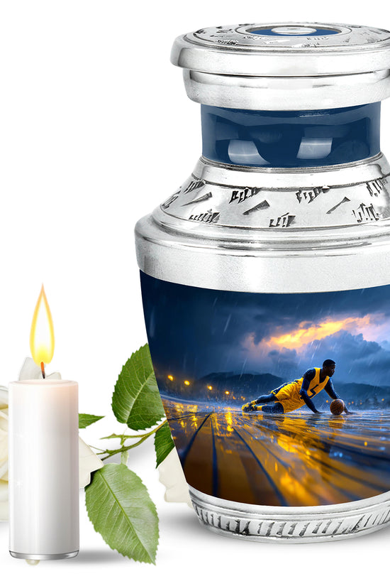 Personalized Elegant Basketball Cremation Urns - Blue 10-inch, 200 cu in - Yatskia