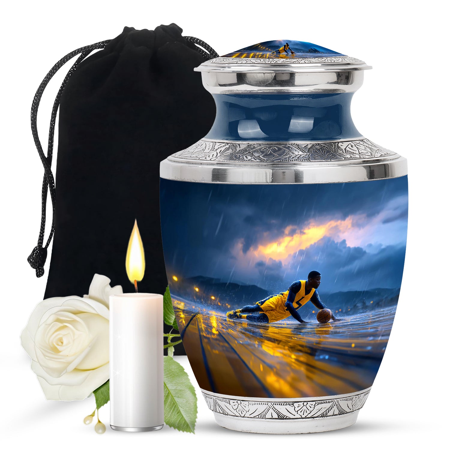 Sports Theme Cremation Urn - Basketball Tribute Urn For Loved Ones