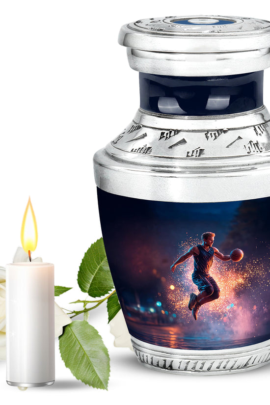 Blue Venerable Basketball Cremation Urns for Human Ashes - 10-inch, 200 cu in - Yatskia