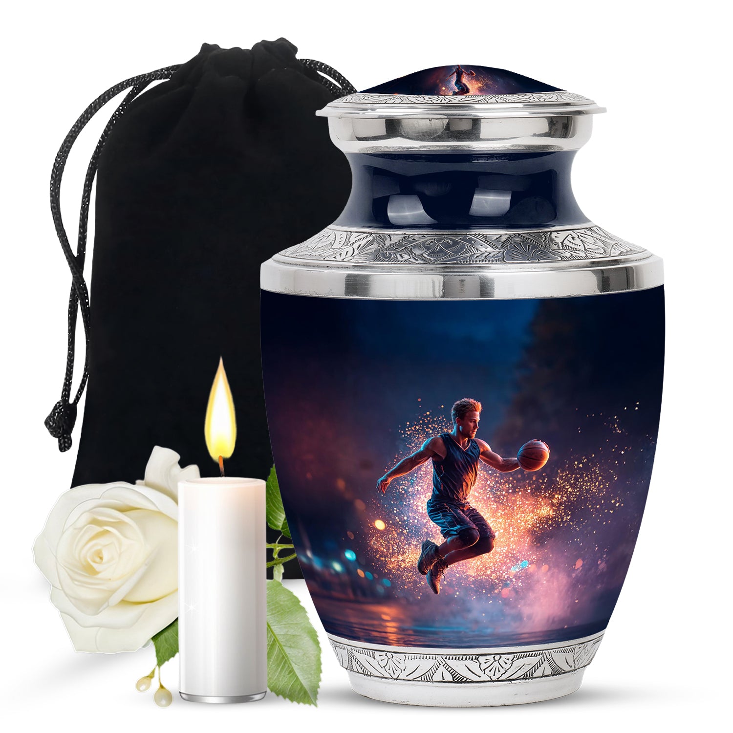 Basketball Memorial Ashes Urn - Large Adult Funeral Urn For Human Ashes