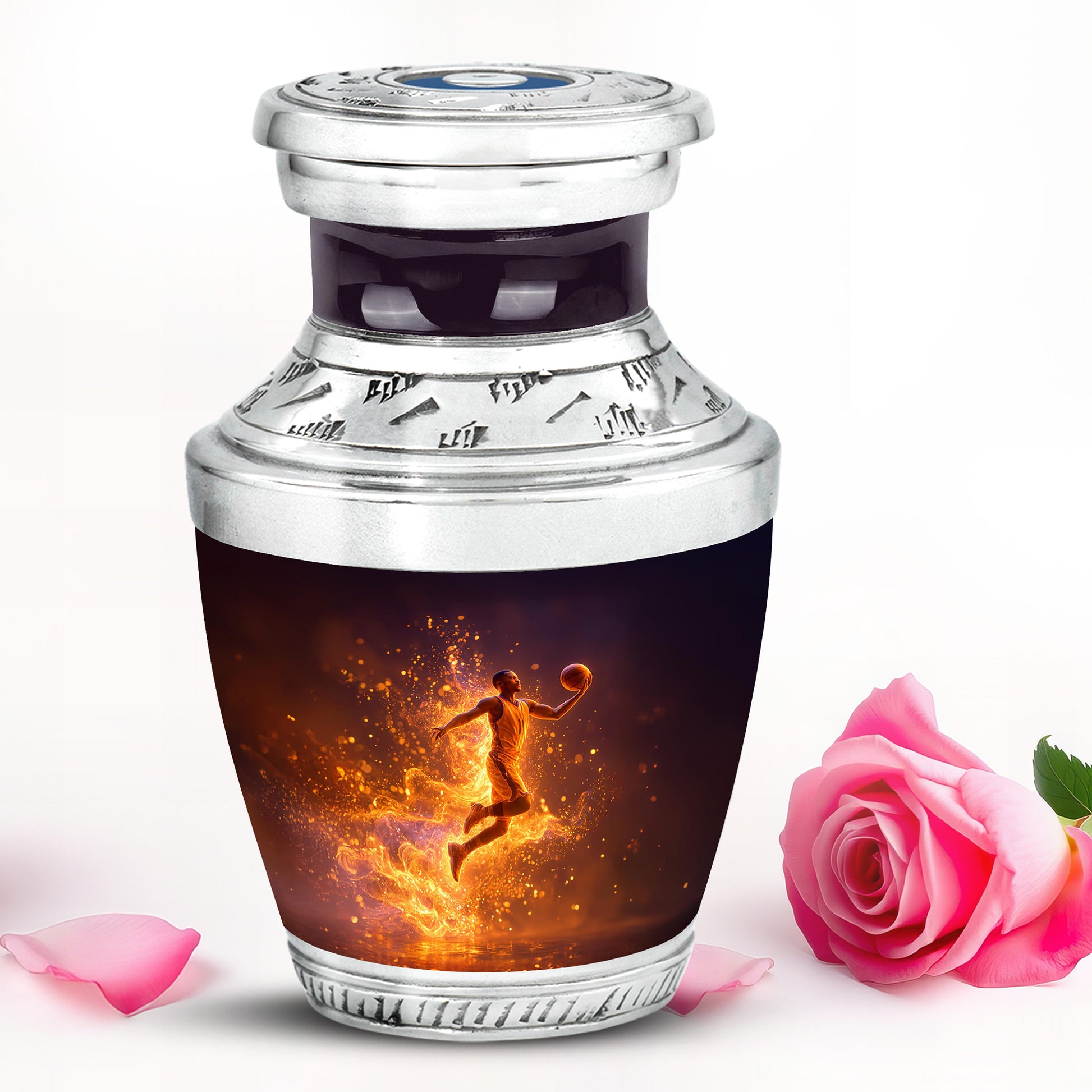 Black Basketball Commemoration Cremation Urns for Human Ashes - 10-inch, 200 cu in - Yatskia
