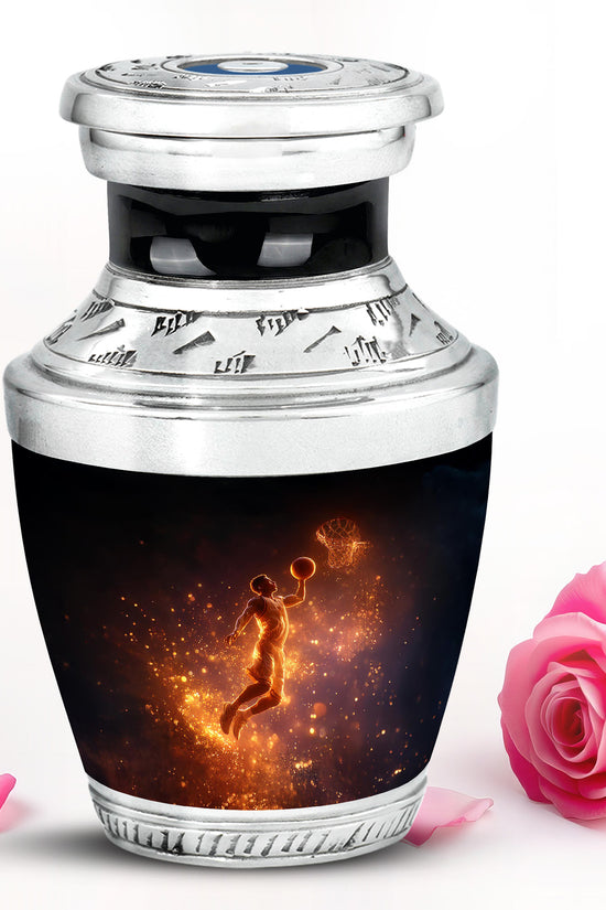 Personalized Black Revered Basketball Cremation Urns for Human Ashes - 10-inch, 200 cu in - Yatskia