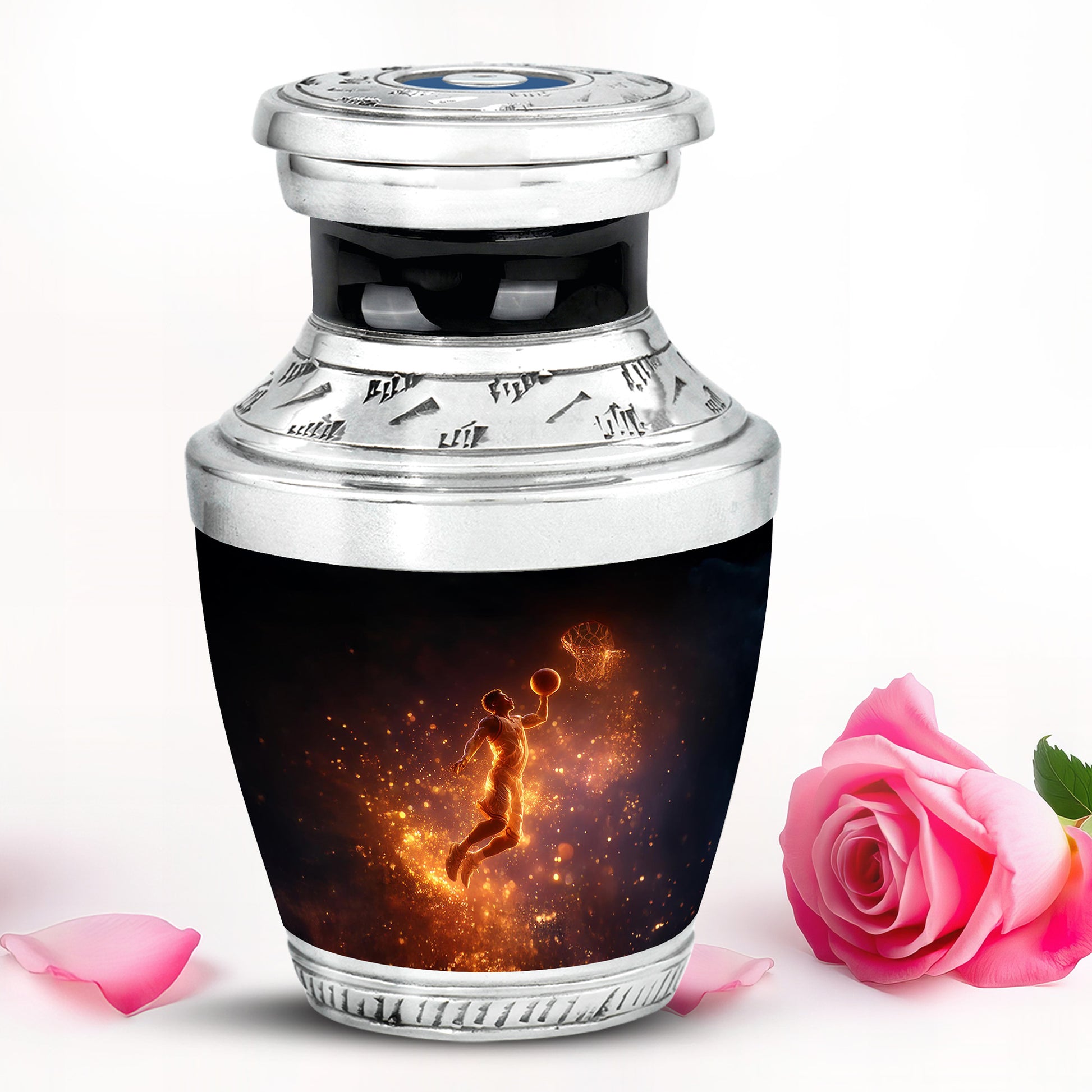 Personalized Black Revered Basketball Cremation Urns for Human Ashes - 10-inch, 200 cu in - Yatskia