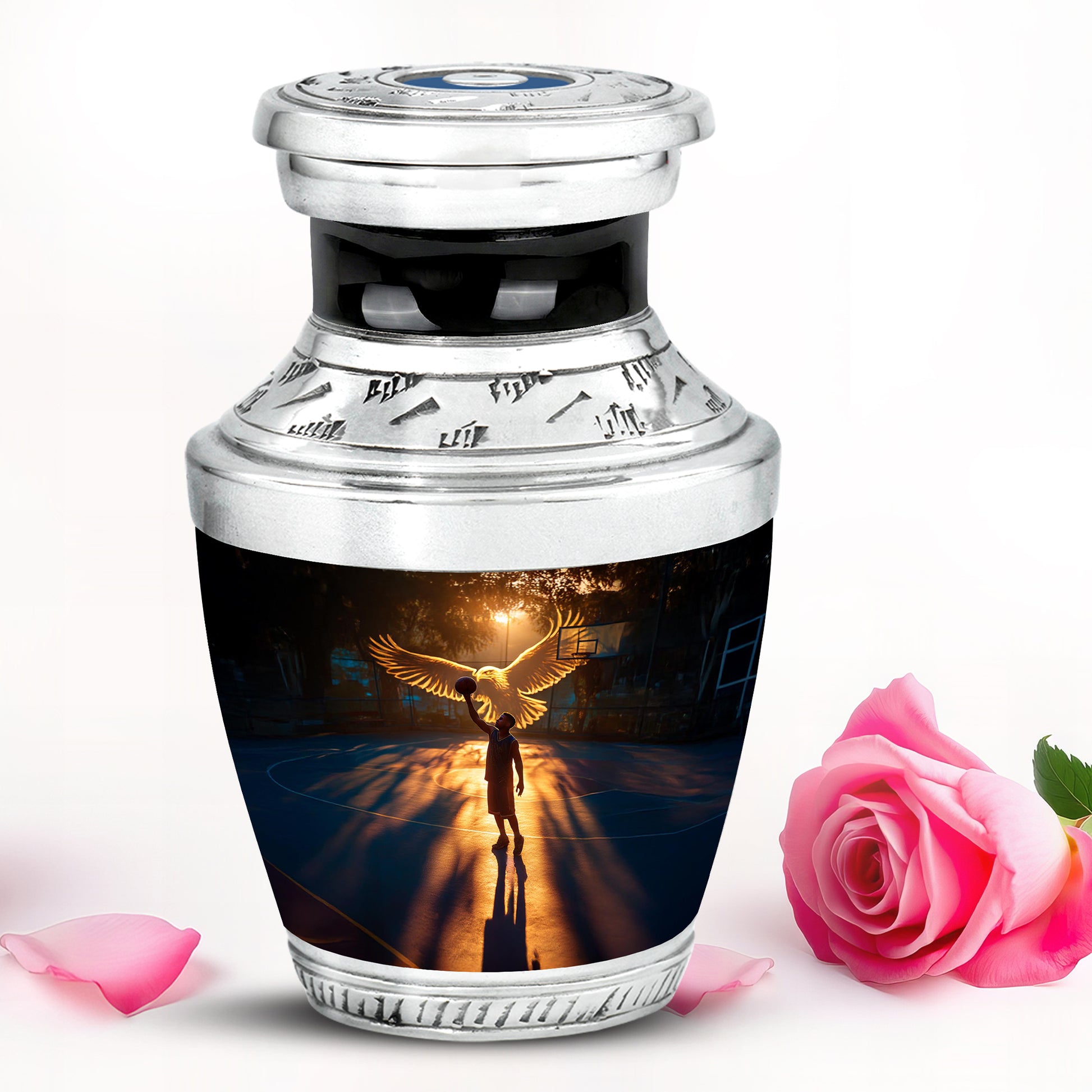Dignified Black Basketball Cremation Urn for Ashes - 10-inch, 200 cu in - Yatskia