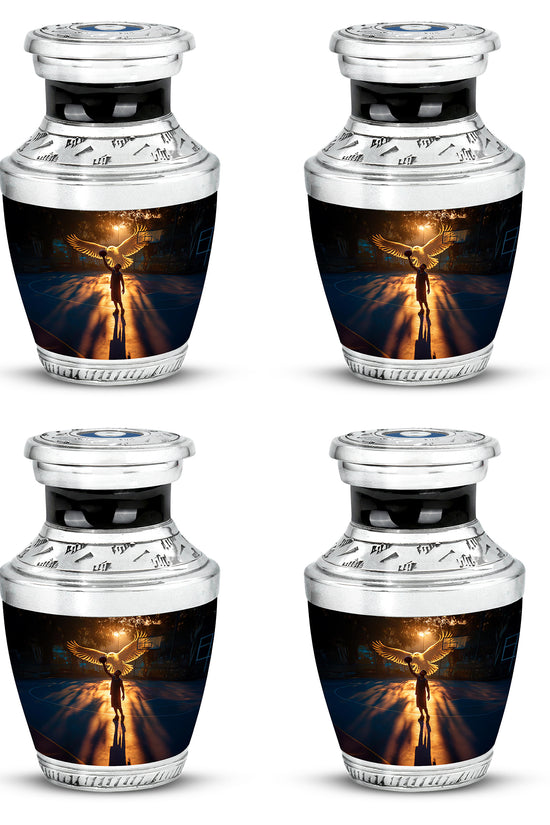 Ebony Basketball Cremation Urn back view with polished surface - contemporary basketball design with modern artistic flair - 10 inch aluminum urn for cremated remains