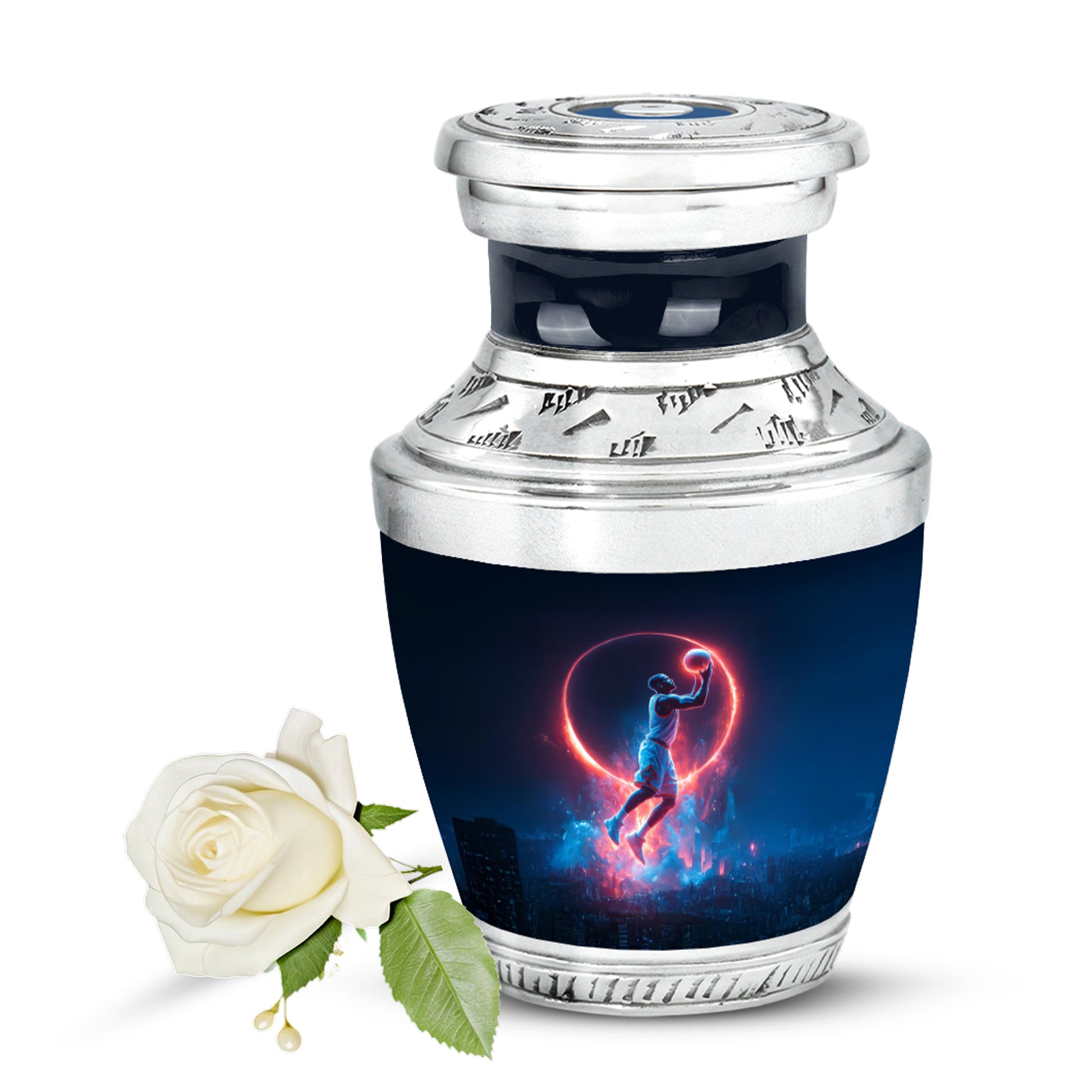 Personalized Basketball Cremation Urns - Eminent Blue 10-inch, 200 cu in - Yatskia