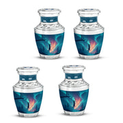 Azure Basketball Cremation Urn back view with polished surface - contemporary basketball design with modern artistic flair - 10 inch aluminum urn for cremated remains