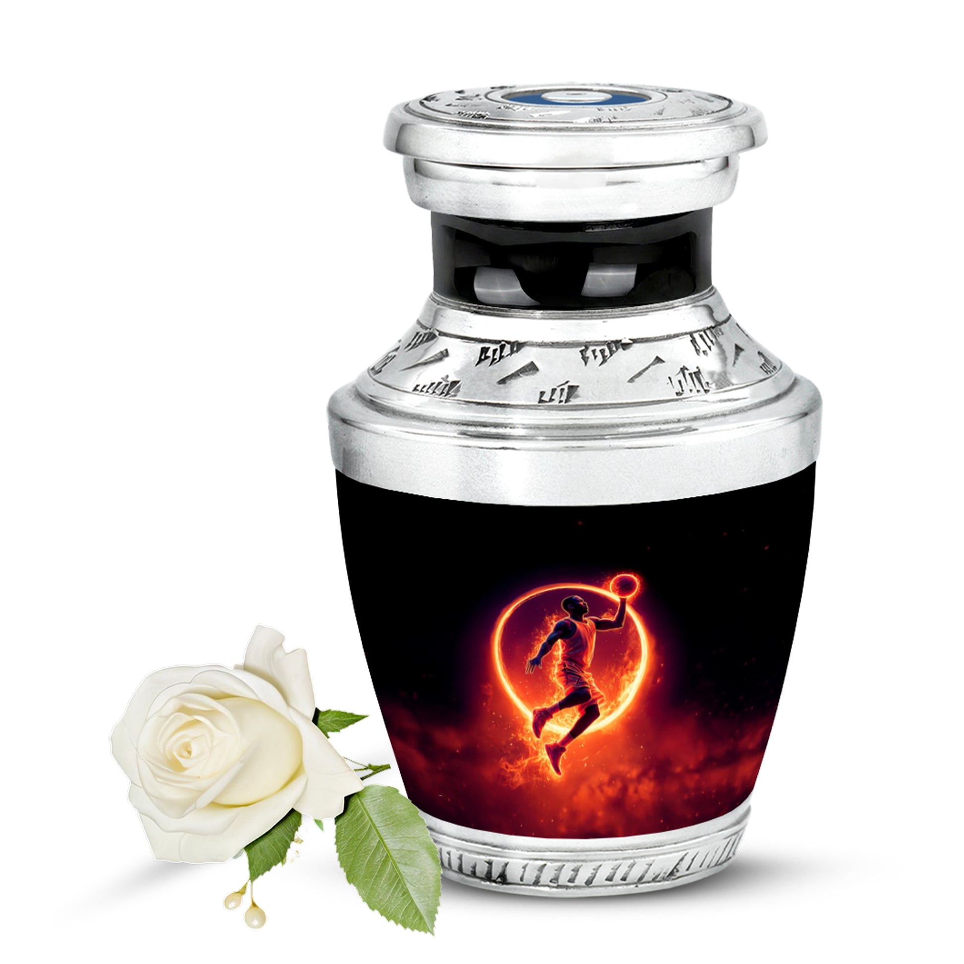 Black Basketball Cremation Urns - Glorious Devotion 10-inch, 200 cu in - Yatskia