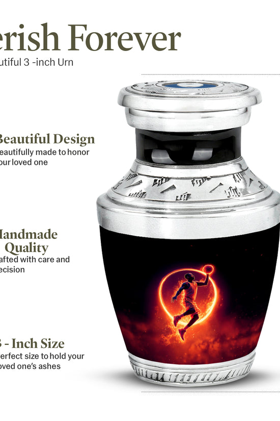 Obsidian Black Basketball Cremation Urn top-down view of secure threaded lid - artistic basketball interpretation with creative detail - mini keepsake memorial for portion of cremation ashes