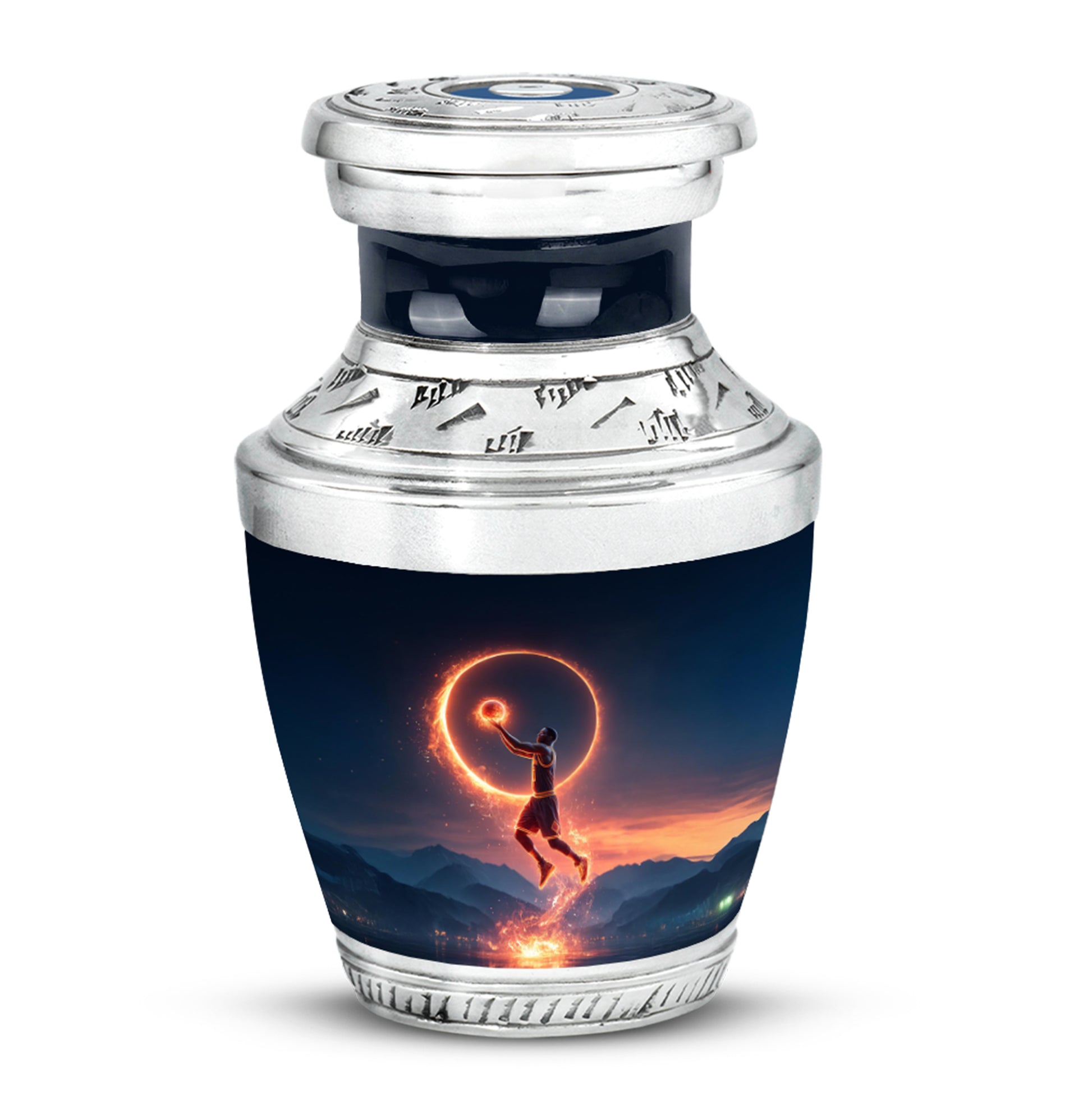 Personalized Basketball Cremation Urns - Wondrous Blue 10-inch, 200 cu in - Yatskia