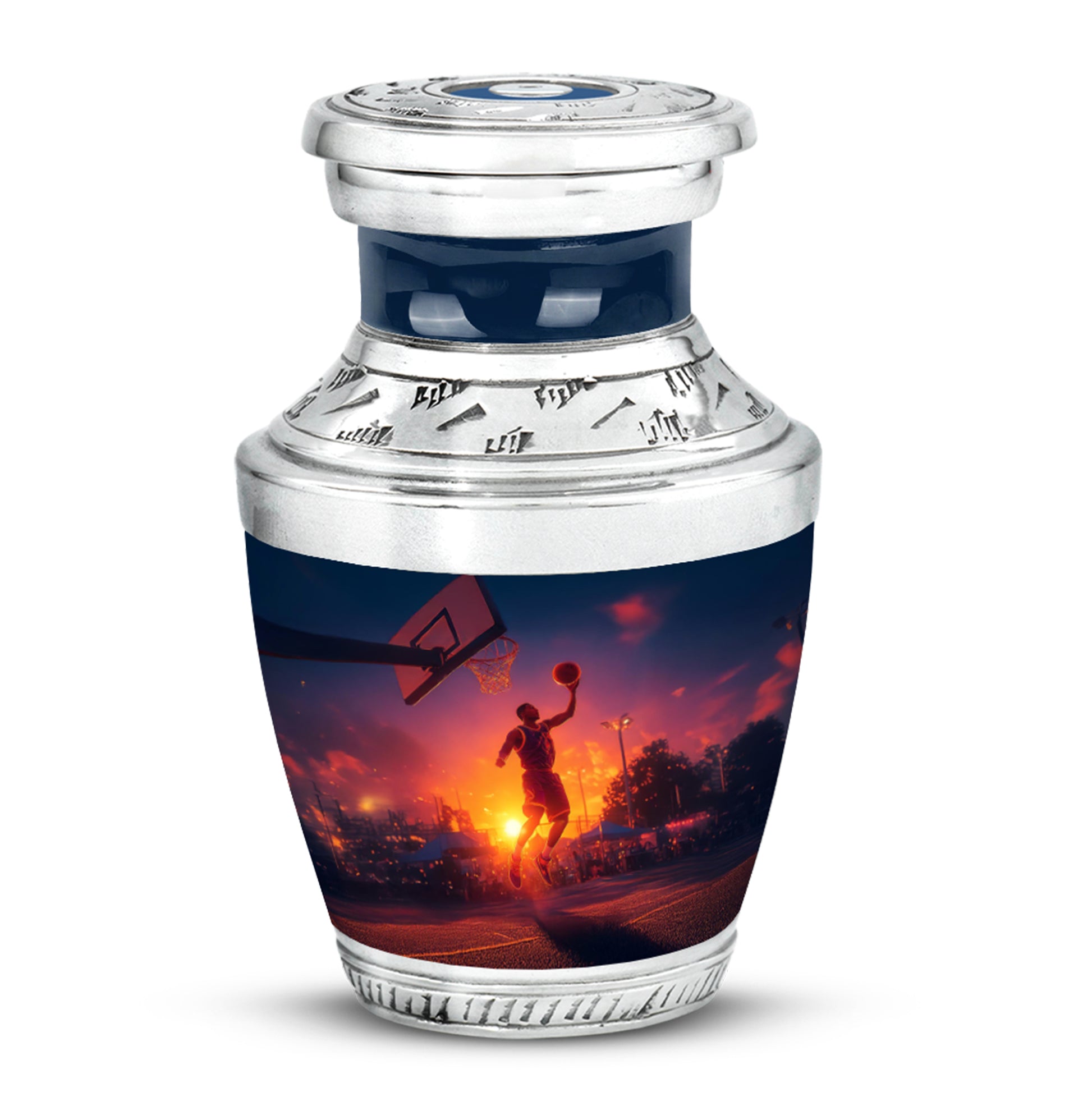Blue Resounding Basketball Memorial Urn for Ashes - 10-inch, 200 cu in - Yatskia