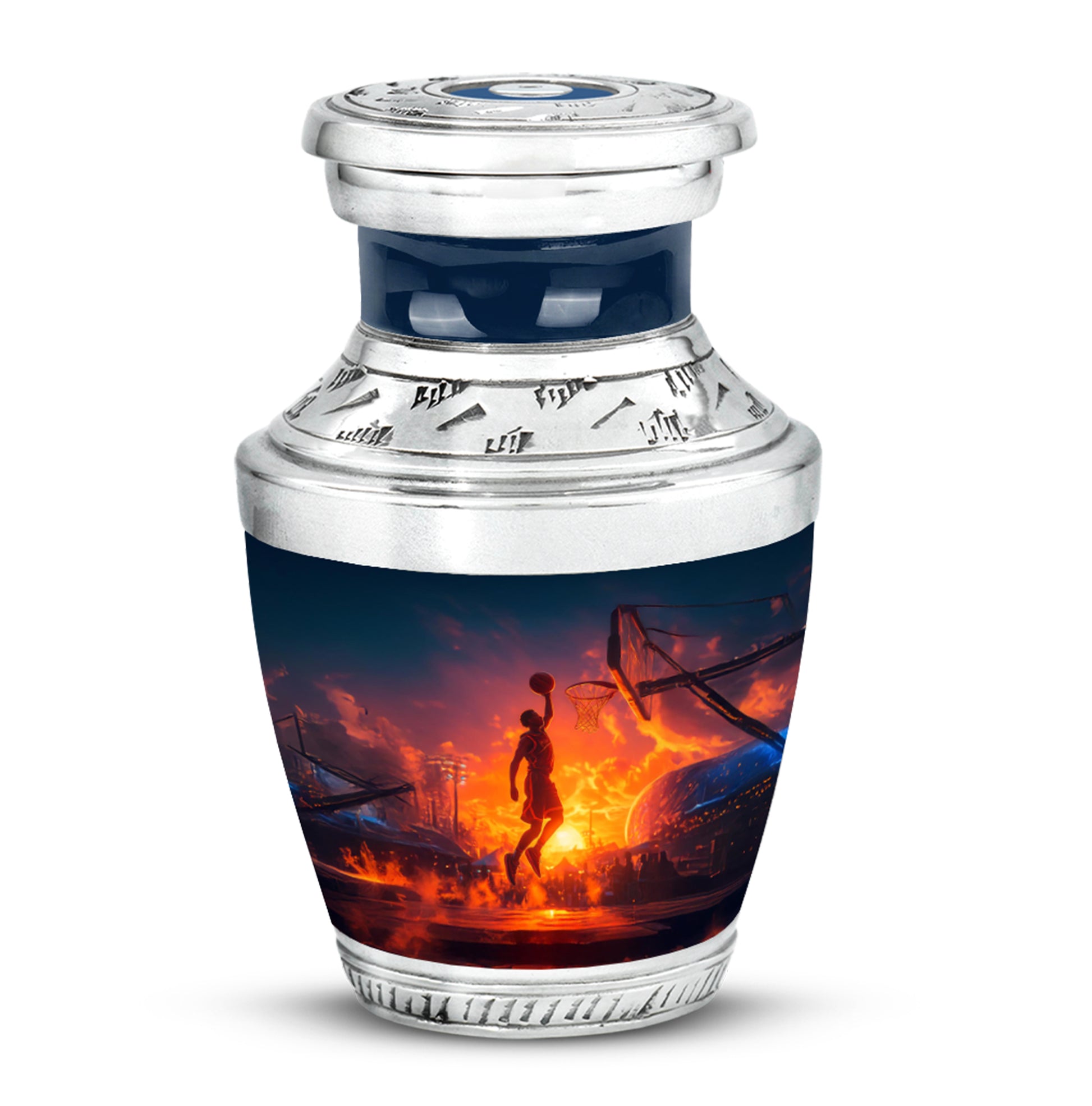 Divine Blue Basketball Cremation Urn for Ashes - 10-inch, 200 cu in - Yatskia