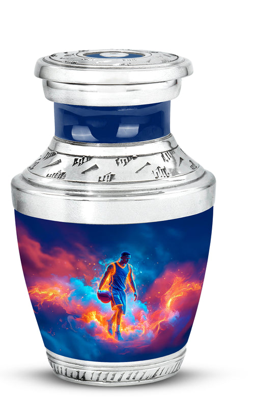 Radiant Basketball Memorial Cremation Urns - Blue 10-inch, 200 cu in - Yatskia