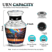 Twilight Blue Basketball Cremation Urn top-down view of secure threaded lid - artistic basketball interpretation with creative detail - mini keepsake memorial for portion of cremation ashes