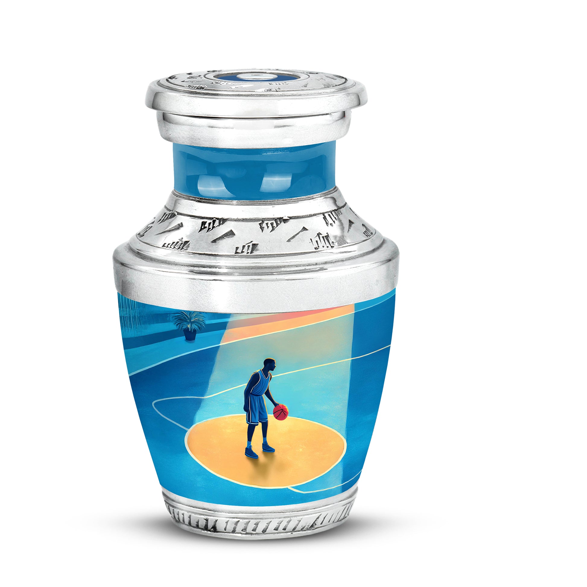 Personalized Blue Basketball Cremation Urns for Ashes - Peaceful 10-inch - Yatskia