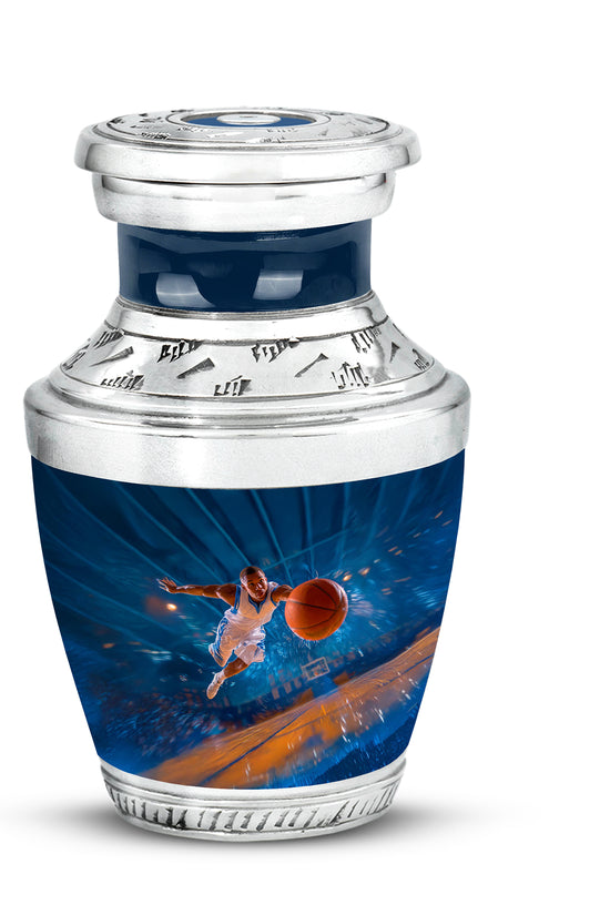 Radiant Basketball Memorial Cremation Urns - Blue 10-inch, 200 cu in - Yatskia