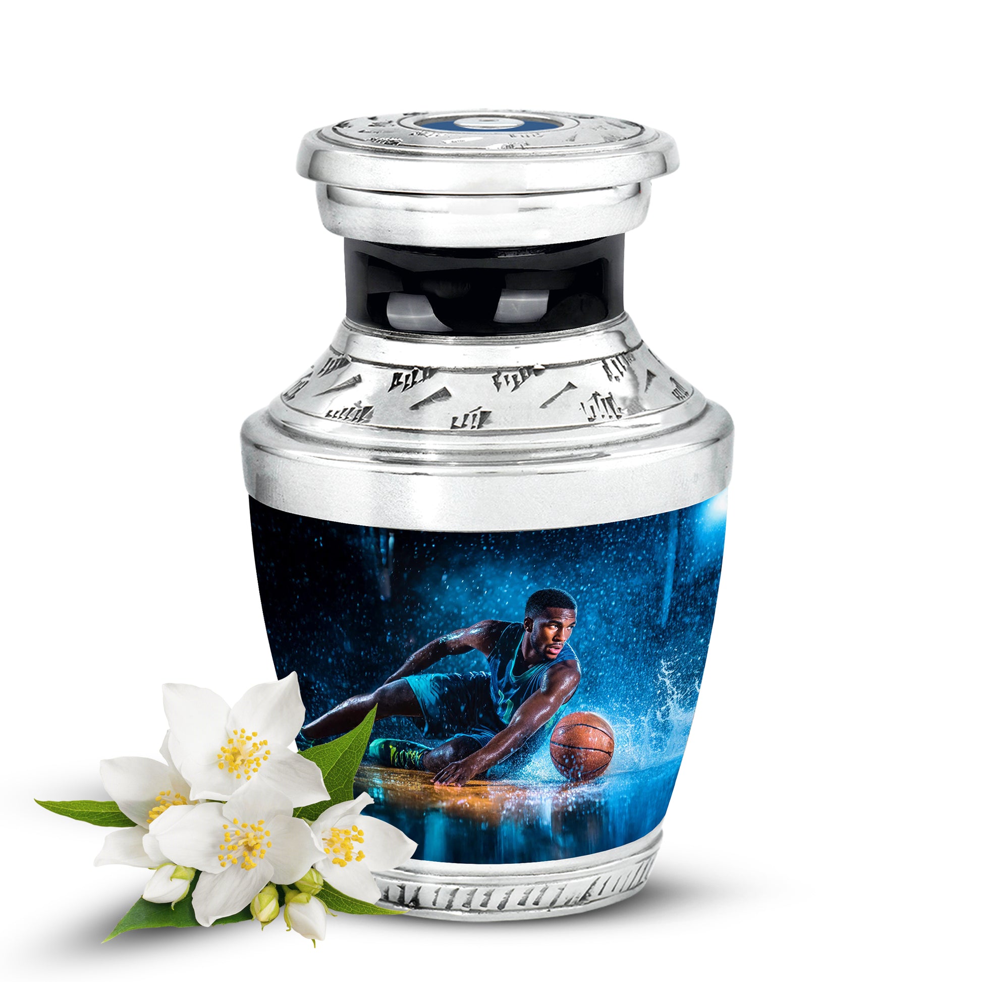 Remarkable Basketball Memorial Cremation Urns - Black 10-inch, 200 cu in - Yatskia