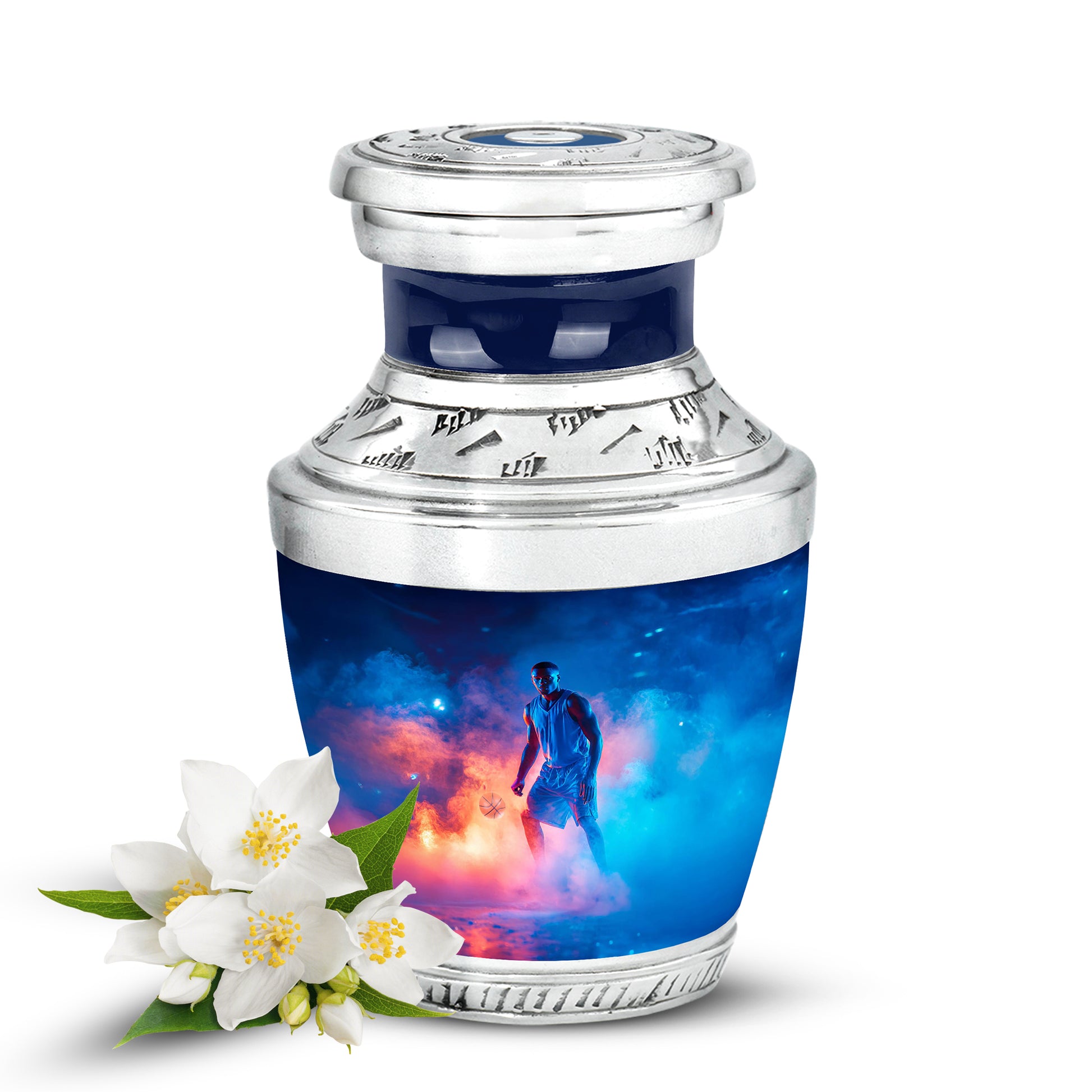 Hallowed Basketball Cremation Urns for Human Ashes - Blue 10-inch - Yatskia
