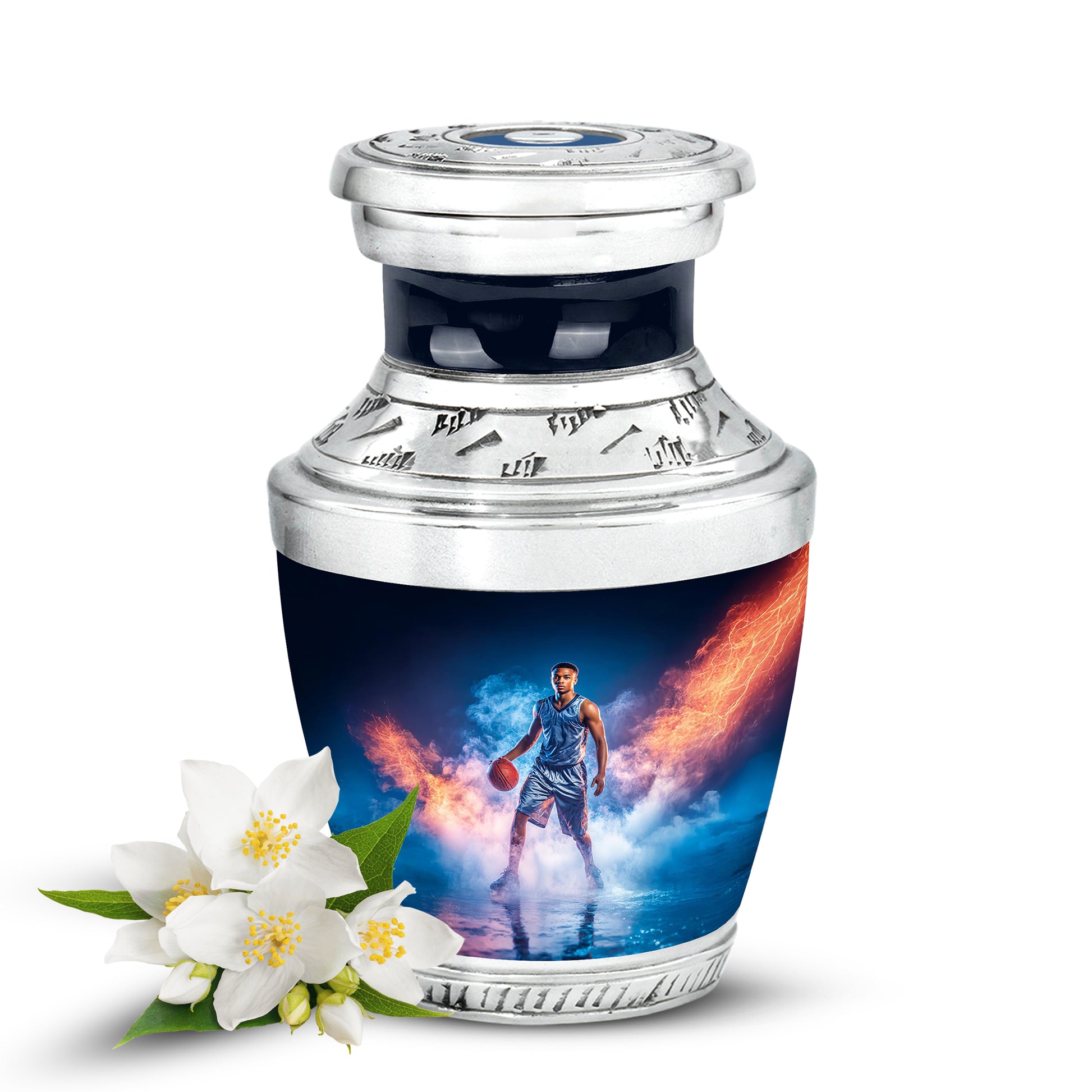 Blue Basketball Promise Cremation Urns for Human Ashes - 10-inch, 200 cu in - Yatskia