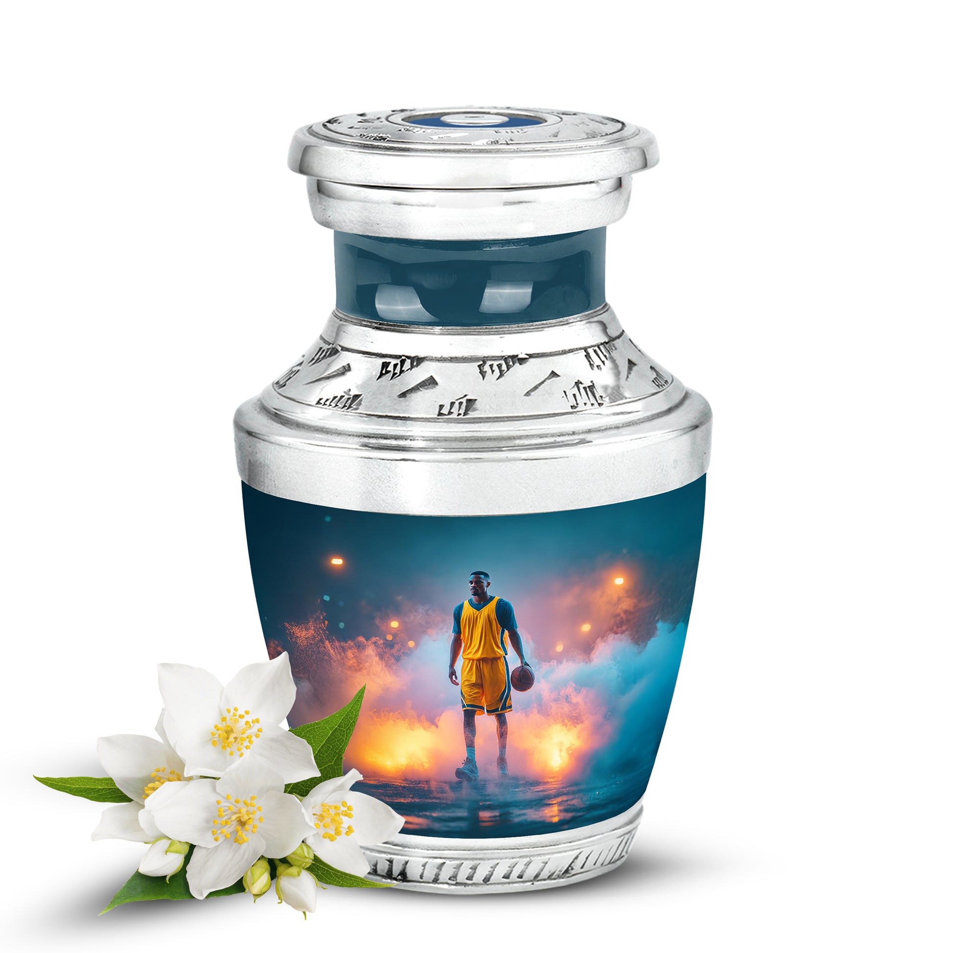 Teal Basketball Embrace Cremation Urns for Human Ashes - 10-inch, 200 cu in - Yatskia