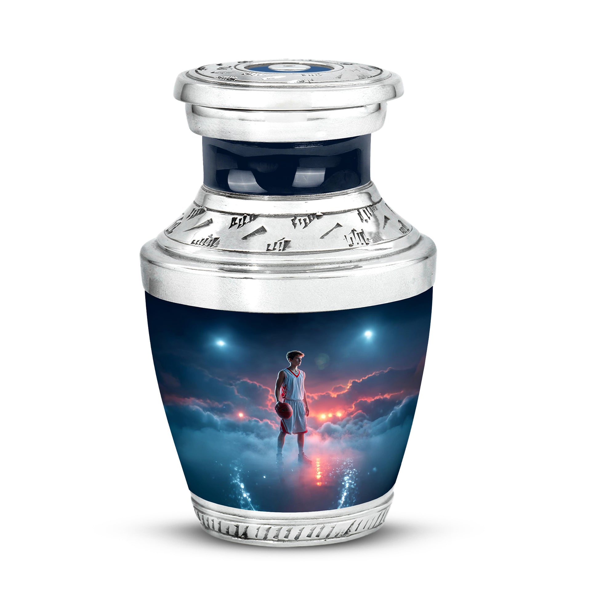 Personalized Blue Basketball Cremation Urns for Ashes - Enchanting 10-inch - Yatskia