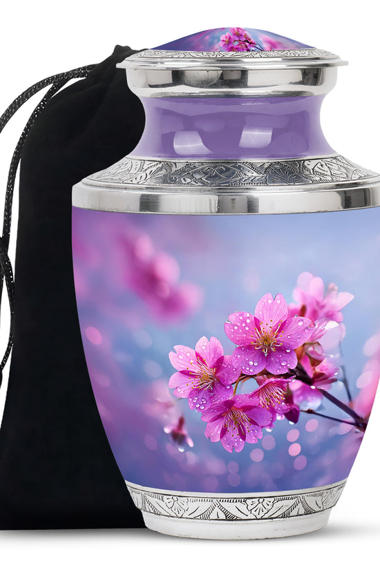 Beautiful Pink Flower Theme Memorial Urn - Beautiful Theme Memorial Urn For Mom