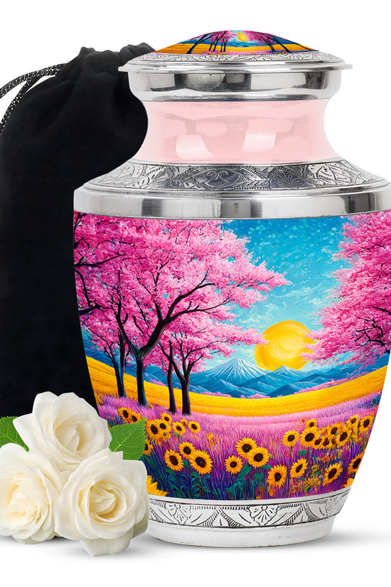 Beautiful Artistic Theme Cremation Urn For Ashes - Aluminium Funeral Urn