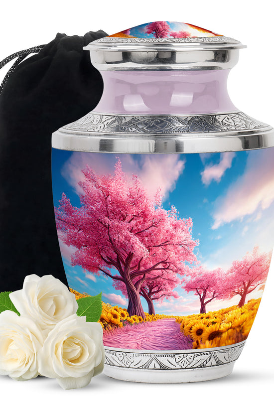 Pink Tree Memorial Urn - Decorative Funeral Urn For Human Ashes