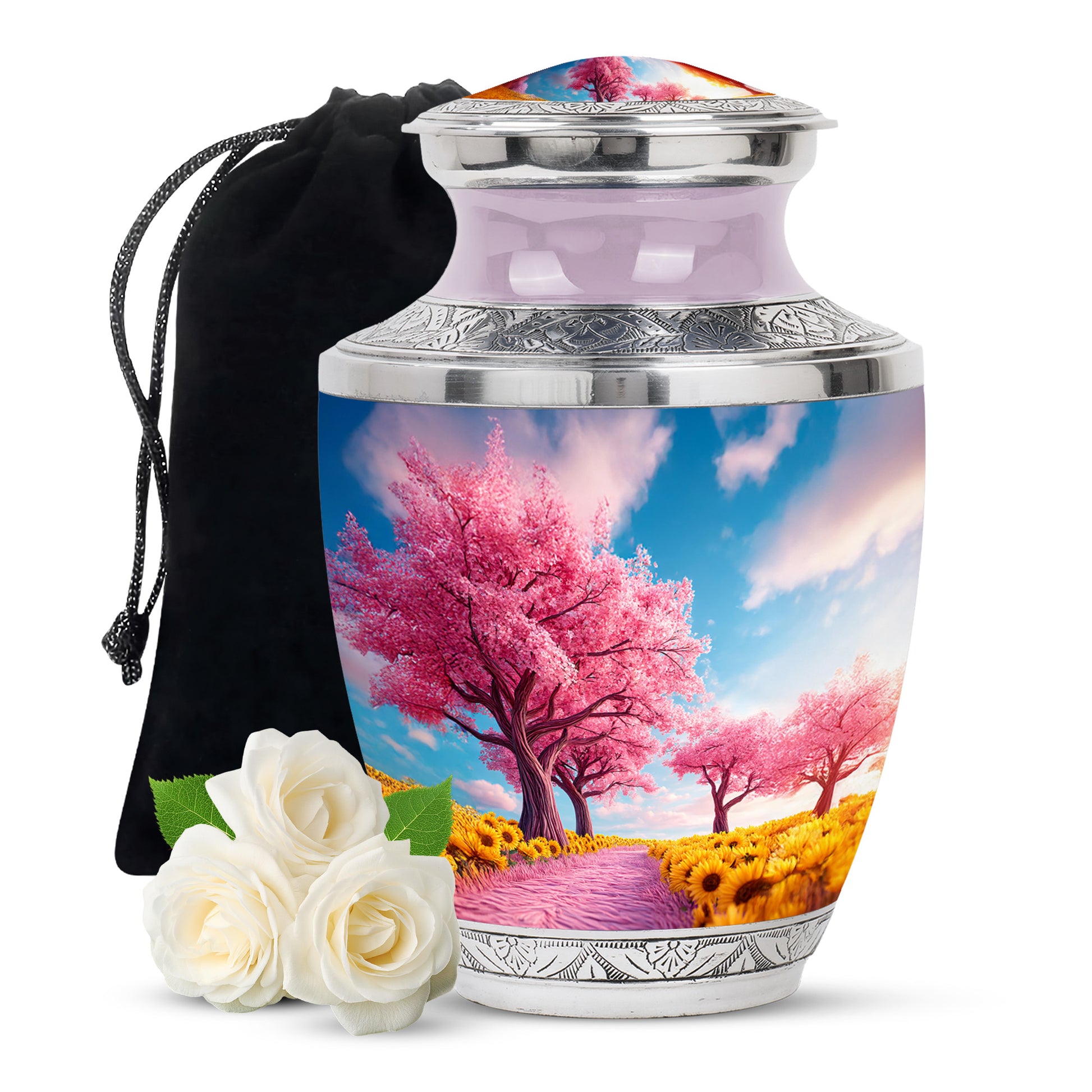 Pink Tree Memorial Urn - Decorative Funeral Urn For Human Ashes