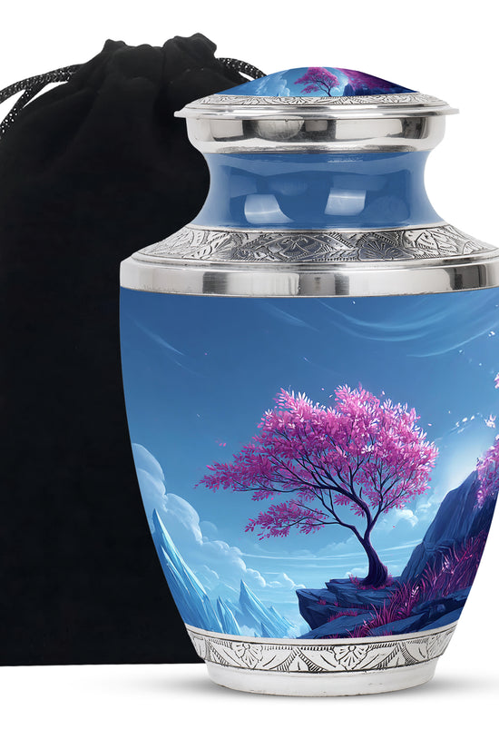 Pink Blossom Tree Cremation Urn - Beautiful Funeral Urn For Female